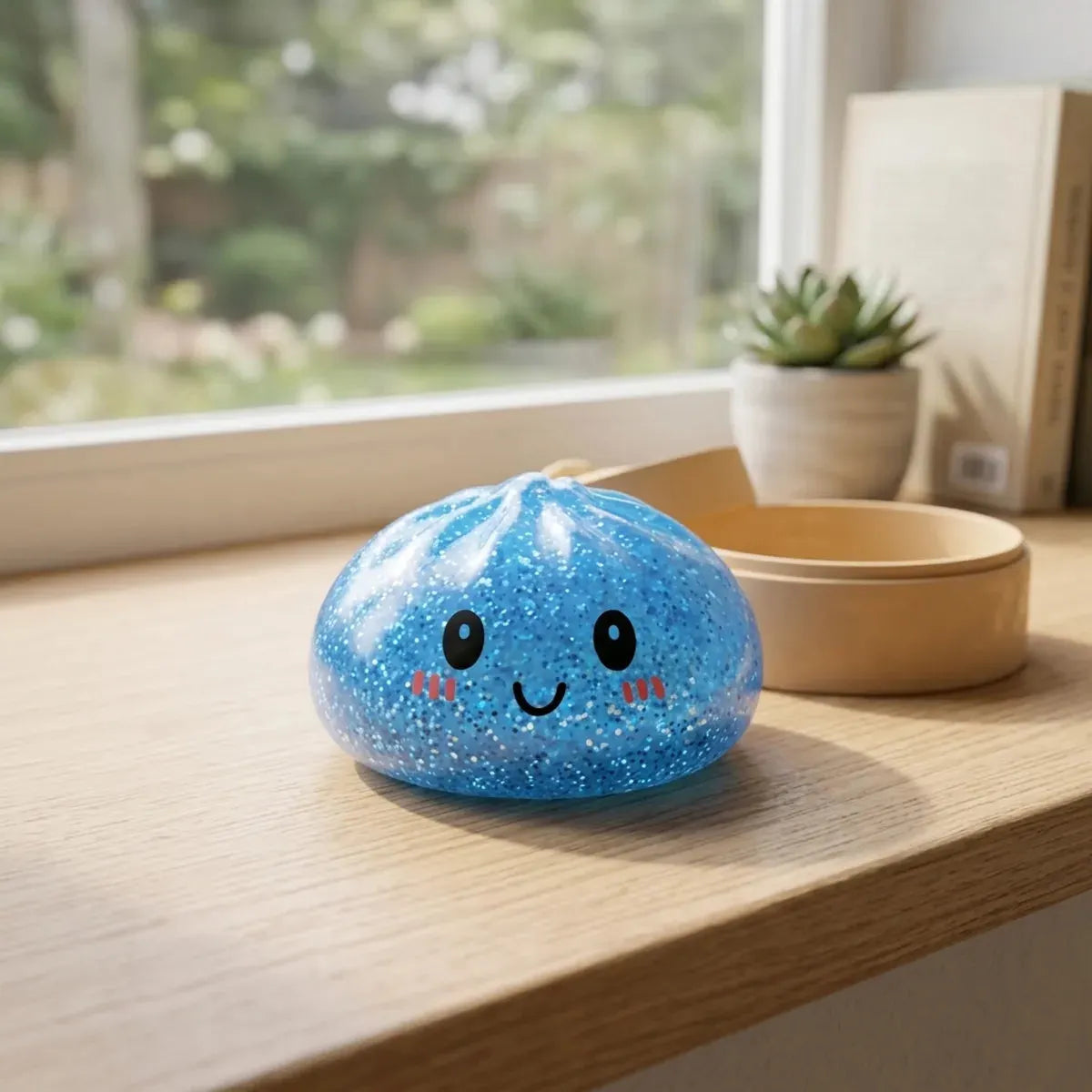 Calm Blue Glitter Dumpling Squishy