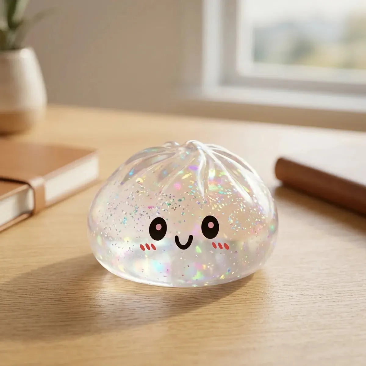 Shiny Silver Glitter Dumpling Squishy