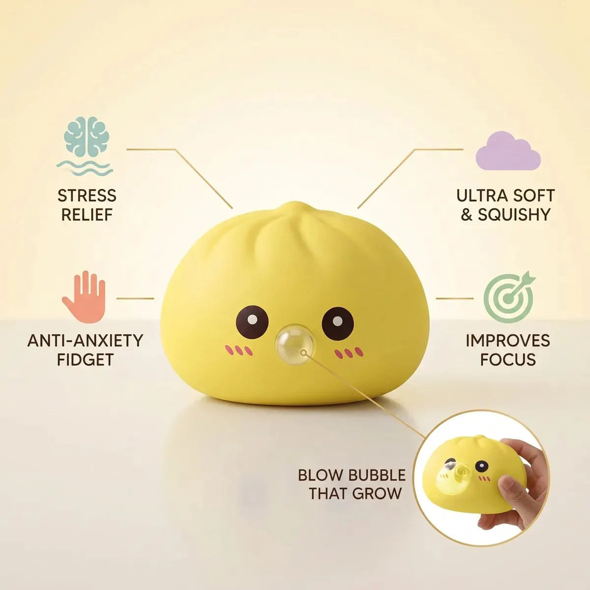 Jumbo Yellow Blow Dumpling Squishy