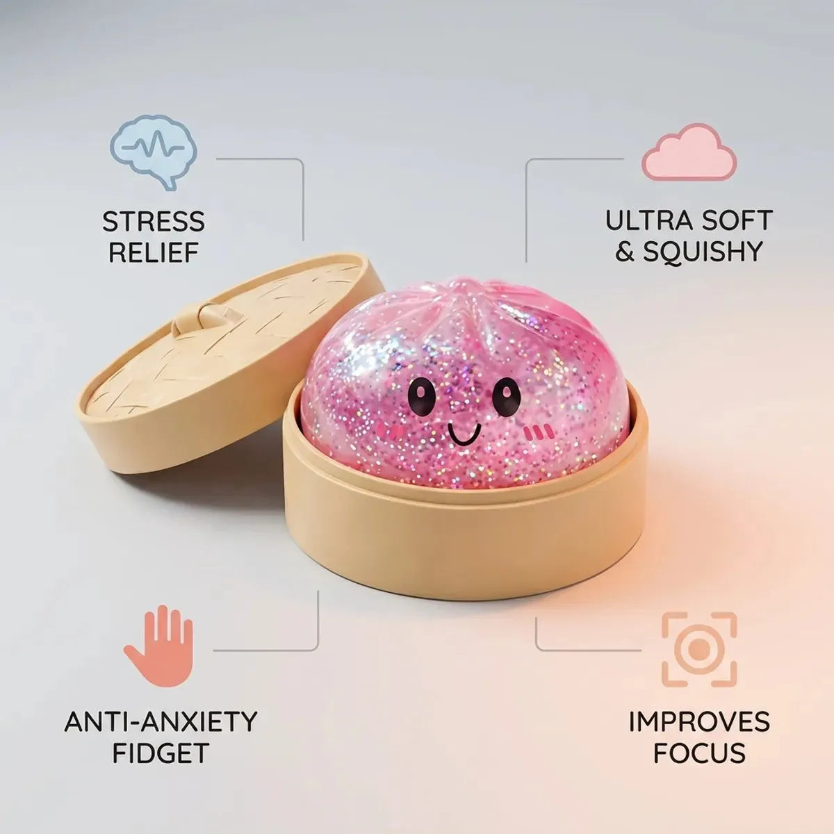 Kawaii Pink Glitter Dumpling Squishy