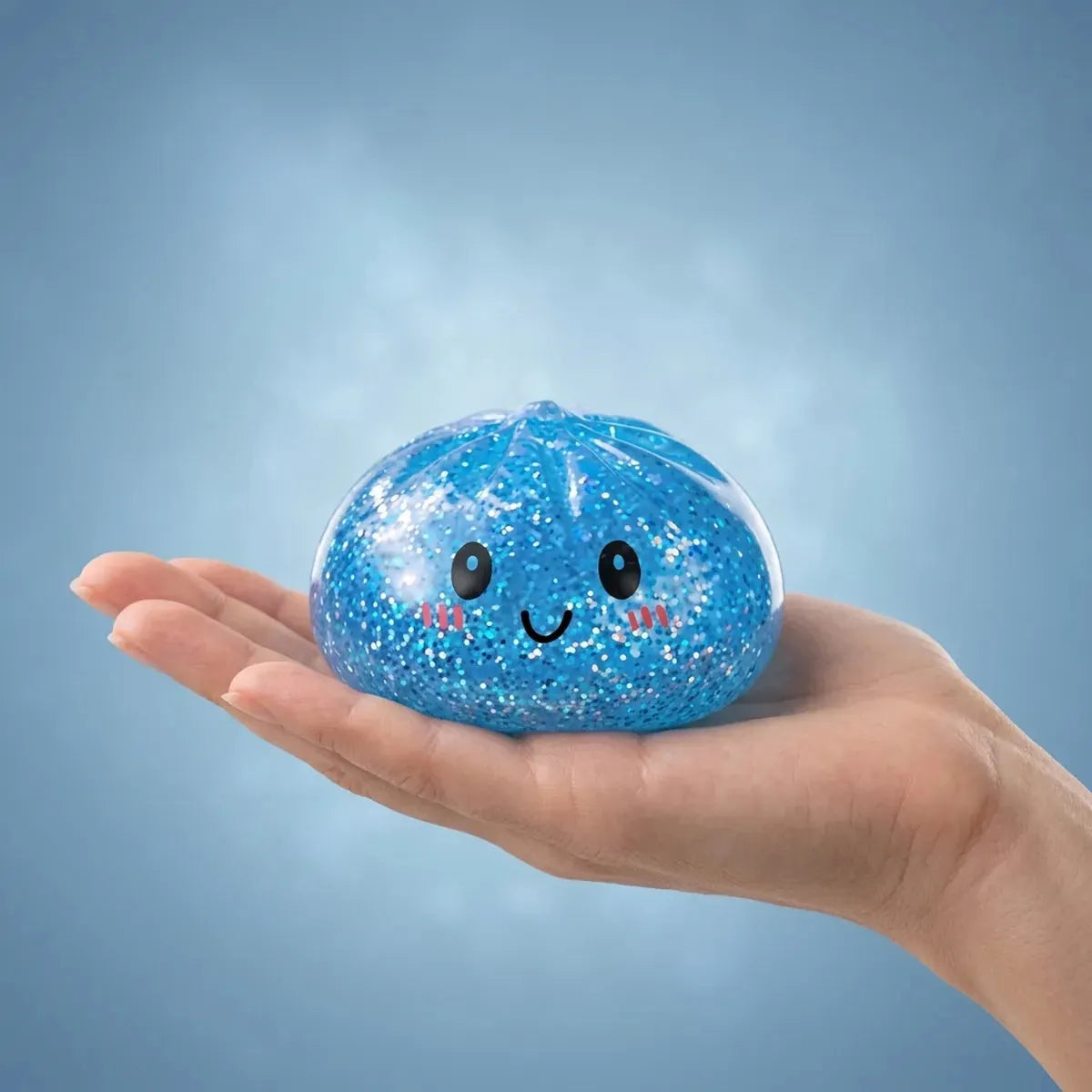 Calm Blue Glitter Dumpling Squishy