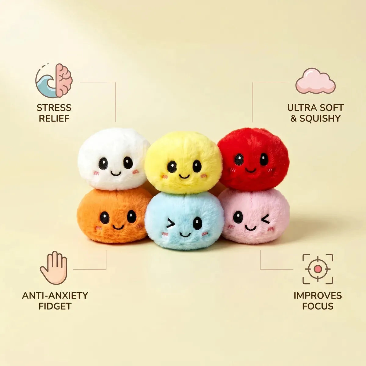 Keychain Plush Dumpling Squishy 6 Pieces