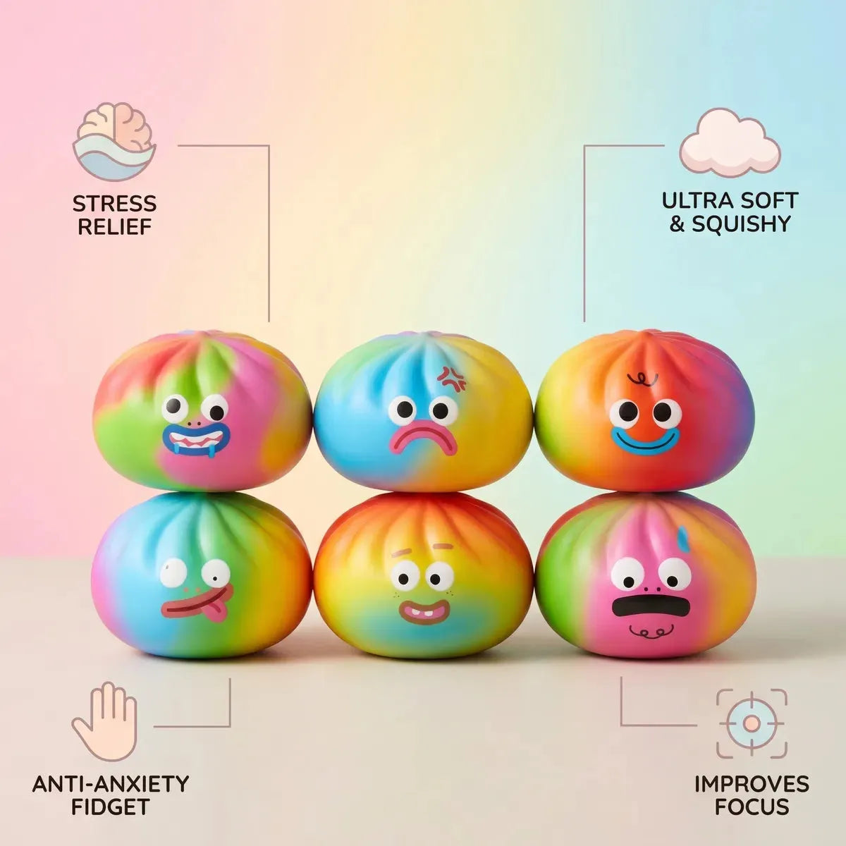 Vibrant Rainbow Mystery Squishy Dumplings