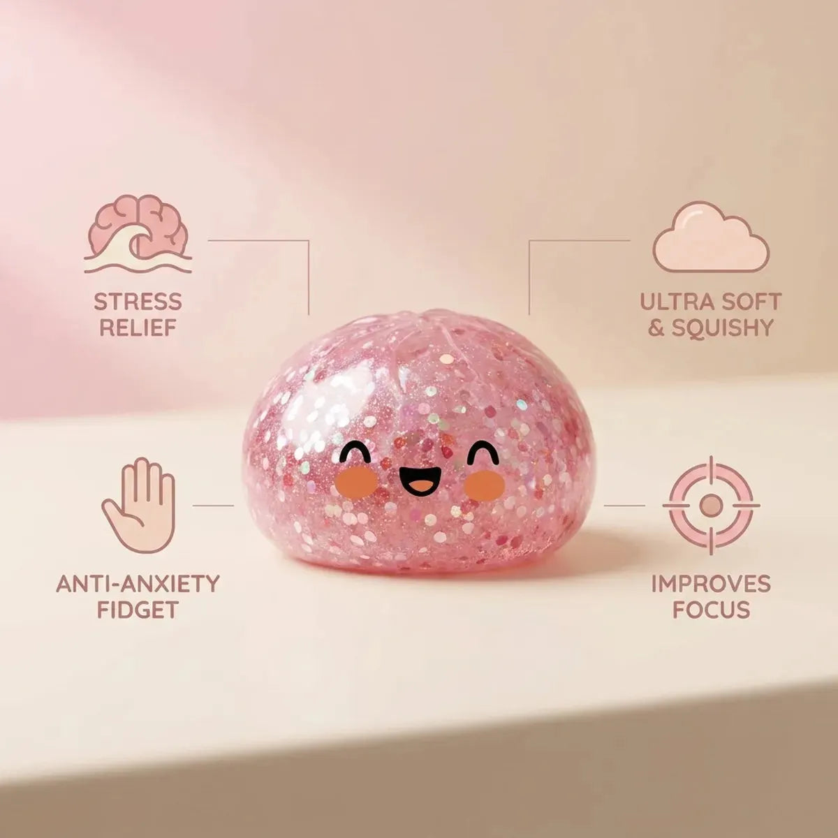 Bubblegum Pink Sparkle Dumpling Squishy