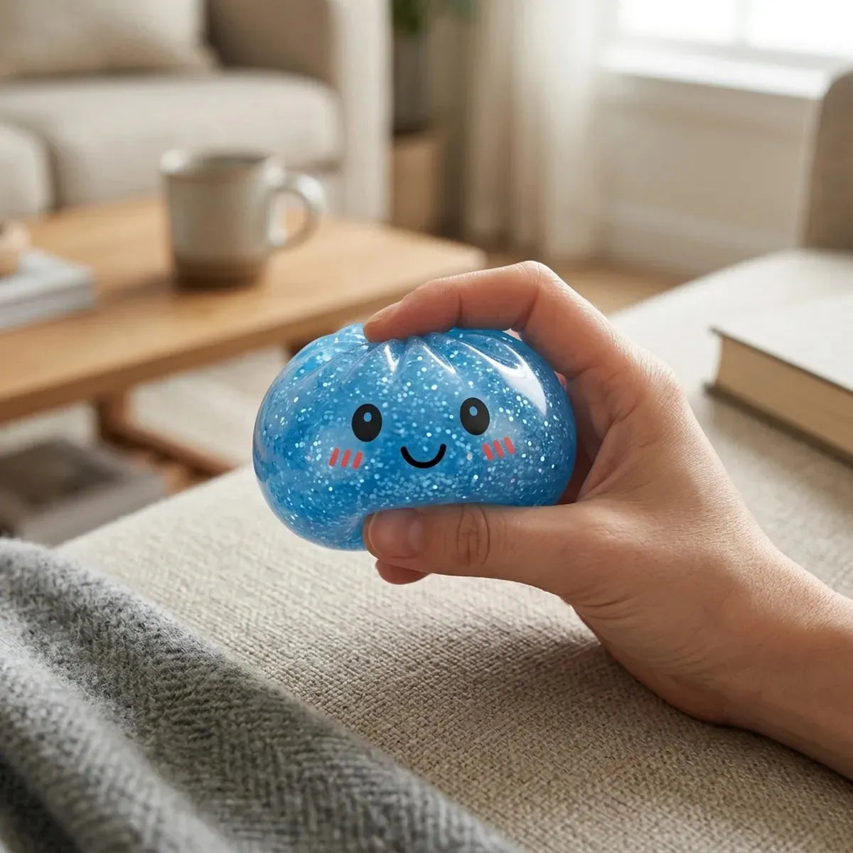 Calm Blue Glitter Dumpling Squishy