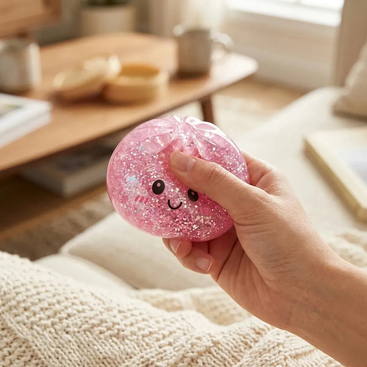 Kawaii Pink Glitter Dumpling Squishy