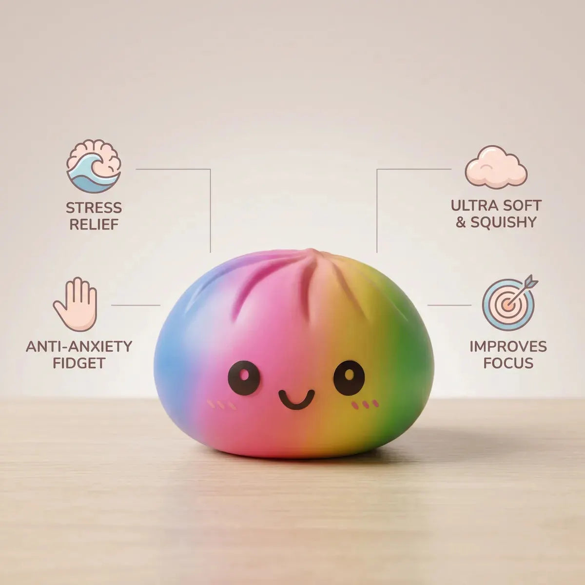 Colorful Large Rainbow Dumpling Squishy