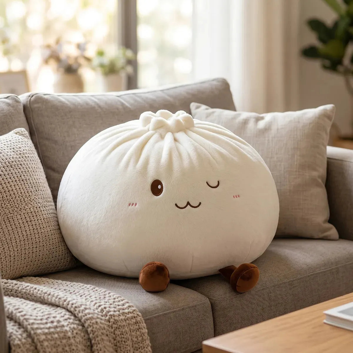 Huggable White Large Dumpling Squishy Toy