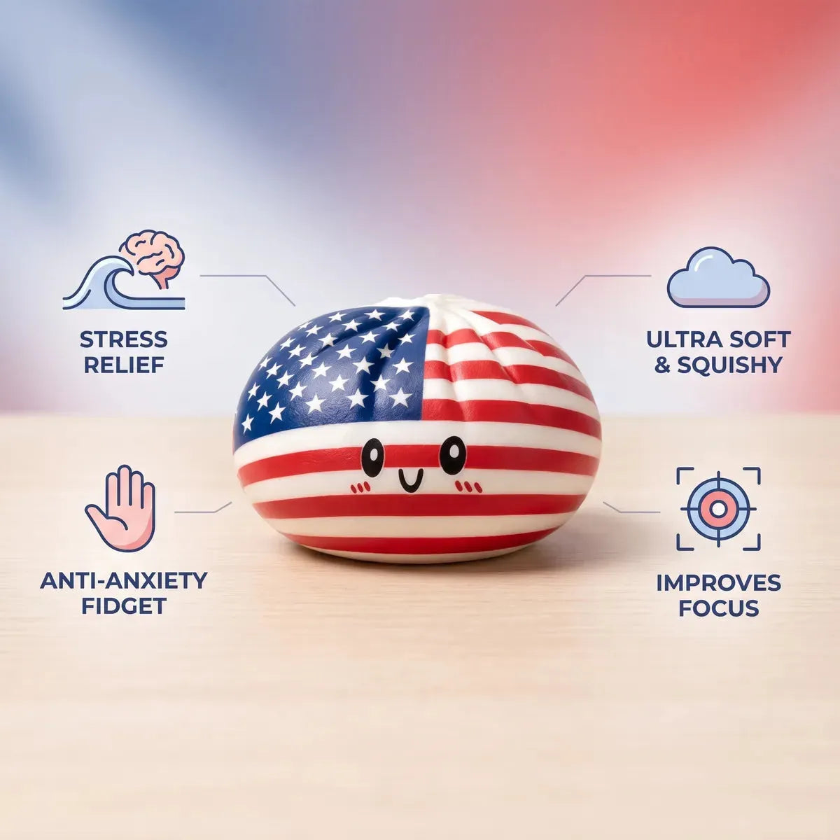 Liberty Patriotic 4th July Dumpling Squishy