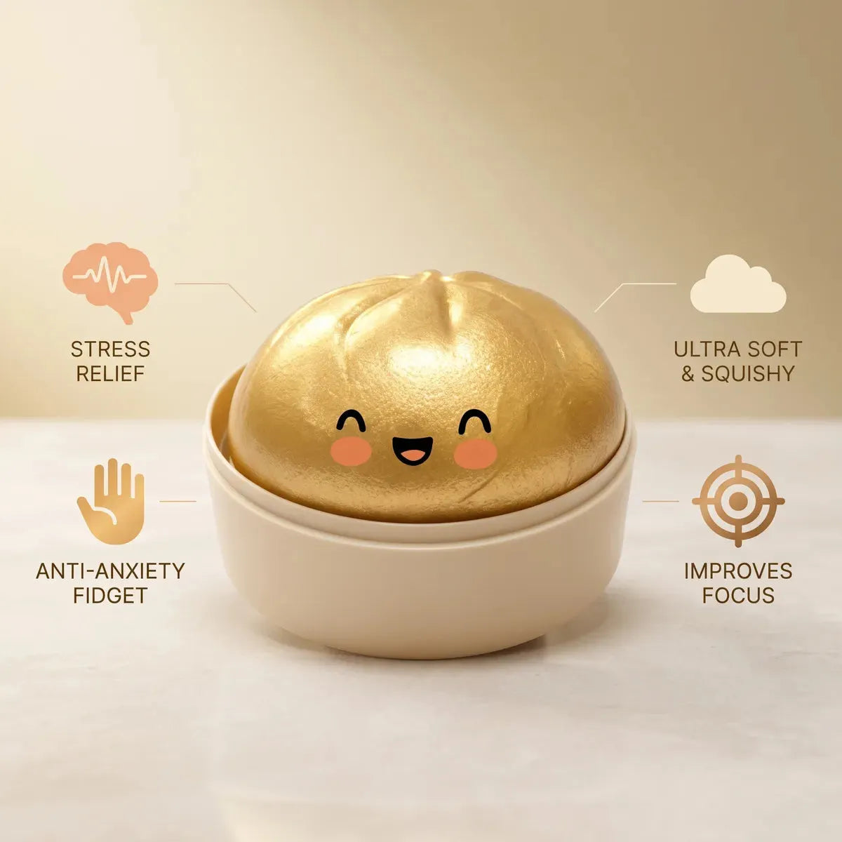 Lucky Golden Dumpling Squishy Bun