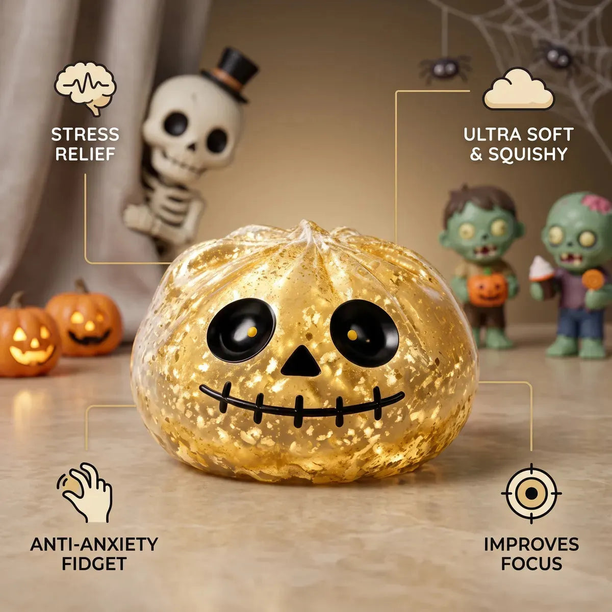 Golden Zombie Halloween Dumpling Squishy