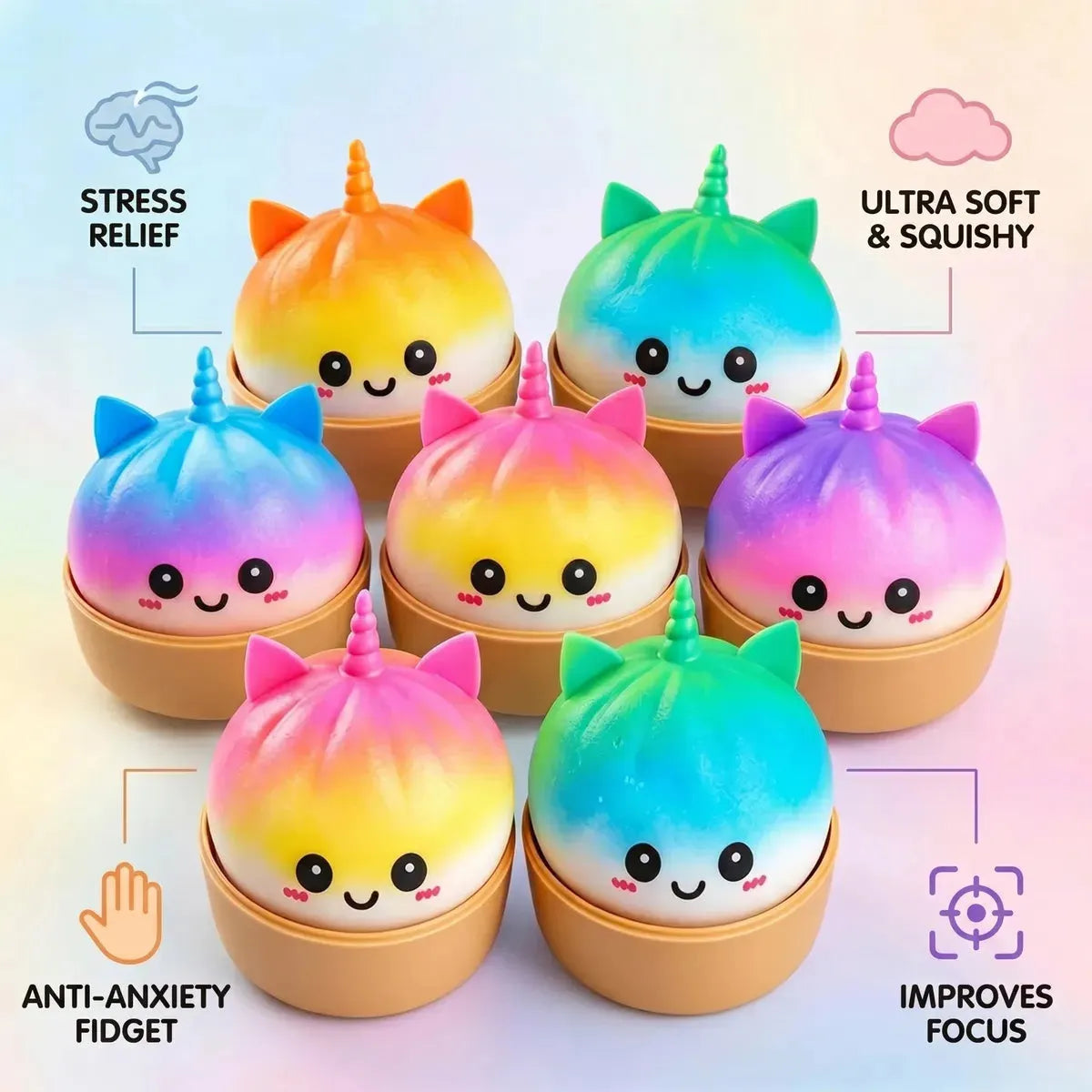 Magical Jumbo Unicorn Rainbow Squishy Dumplings