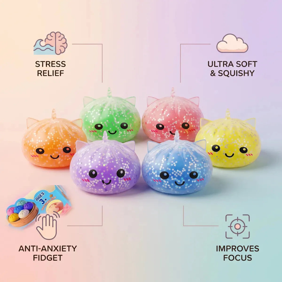 Starlit Mystery Sparkle Unicorn Dumpling Squishy