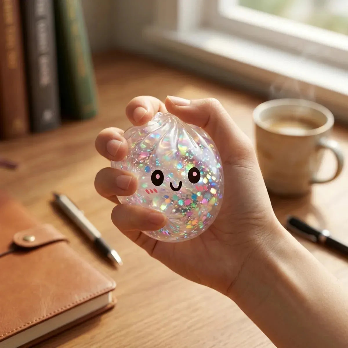 Shiny Silver Glitter Dumpling Squishy