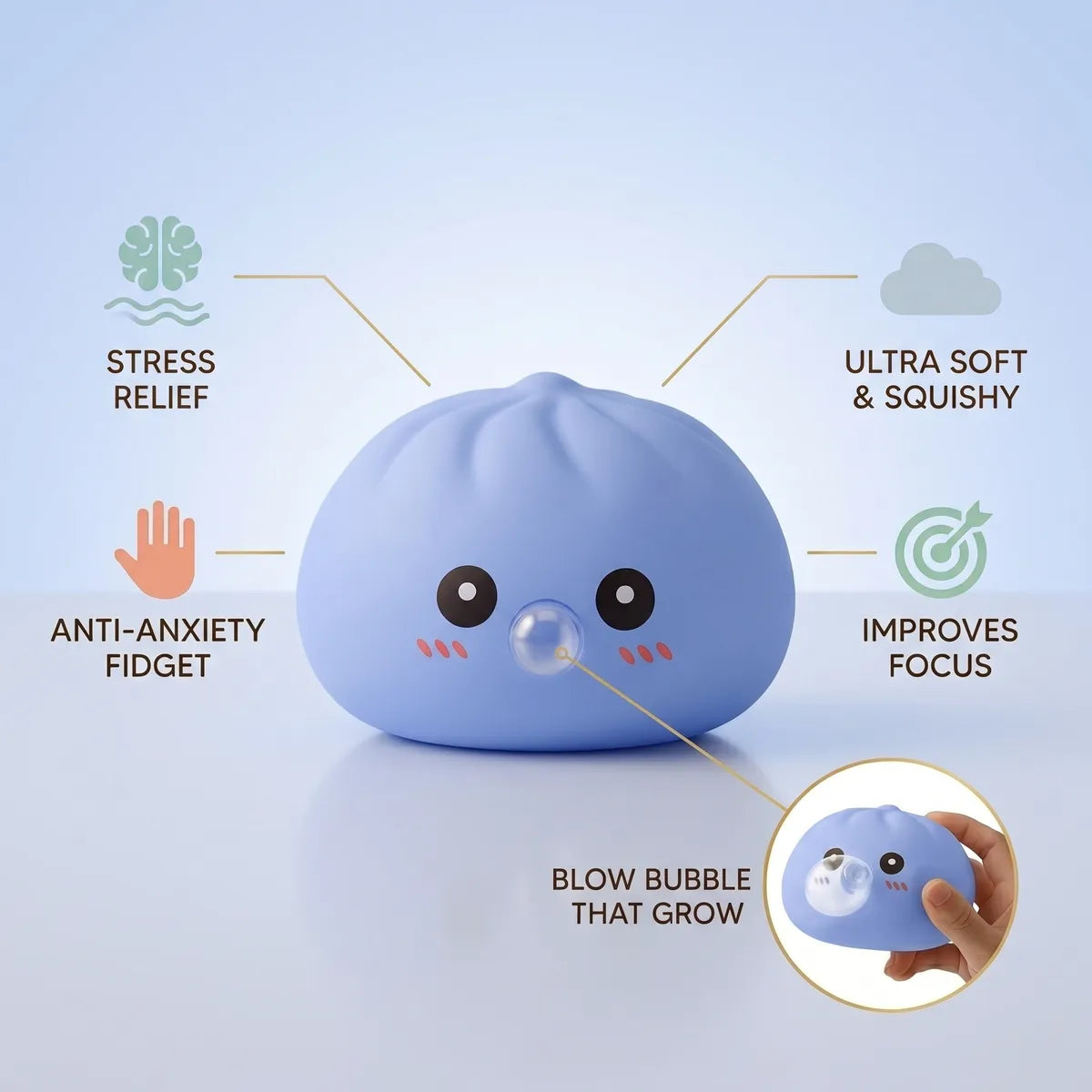 Big Blue Blow Dumpling Squishy