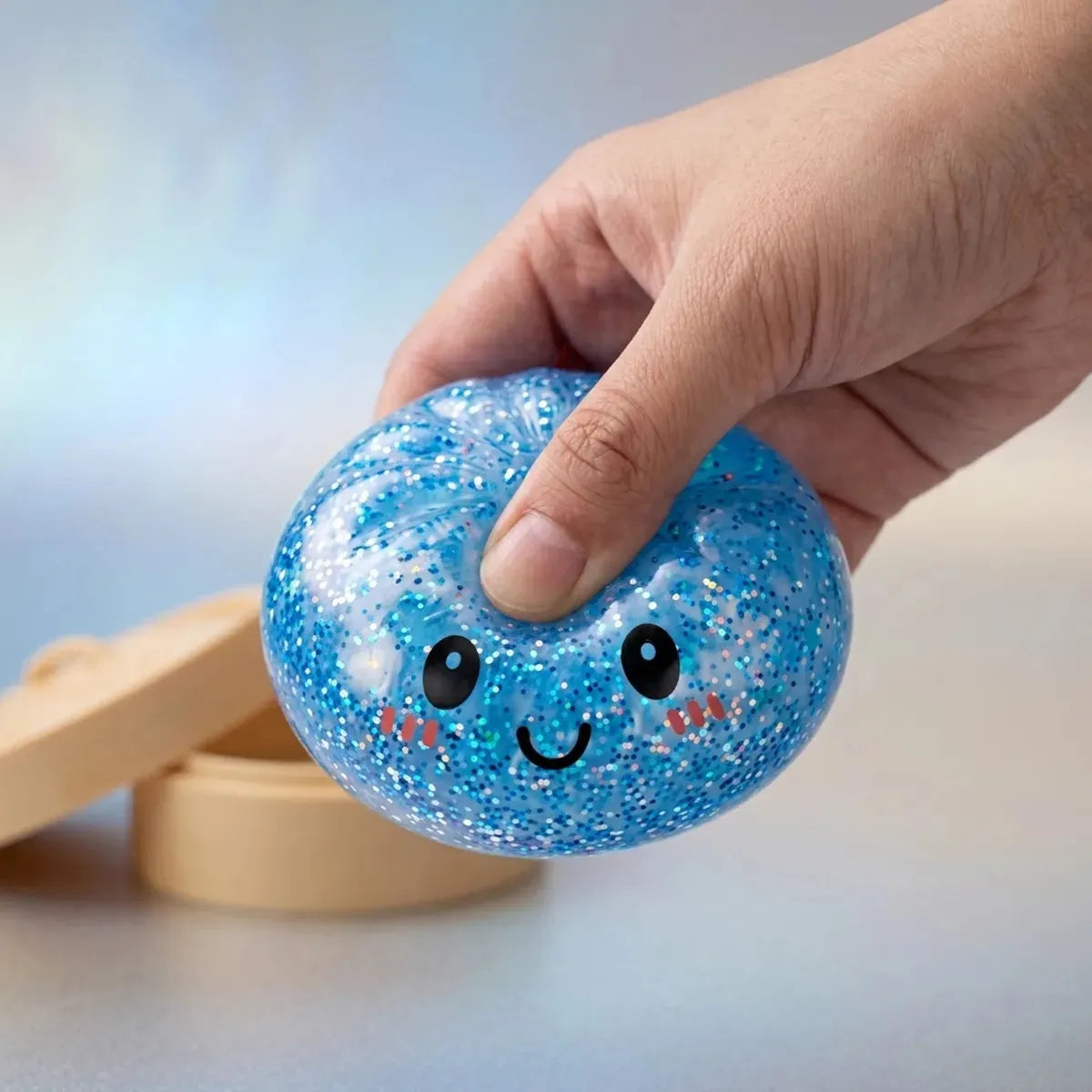 Calm Blue Glitter Dumpling Squishy
