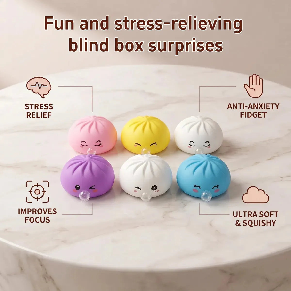Mystery Dumpling Squishy Toys Bubble Blow
