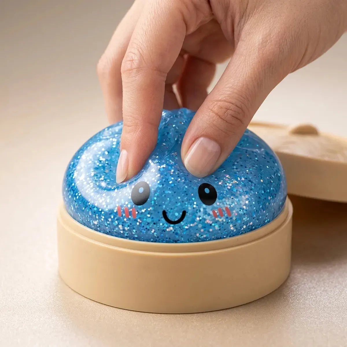 Calm Blue Glitter Dumpling Squishy
