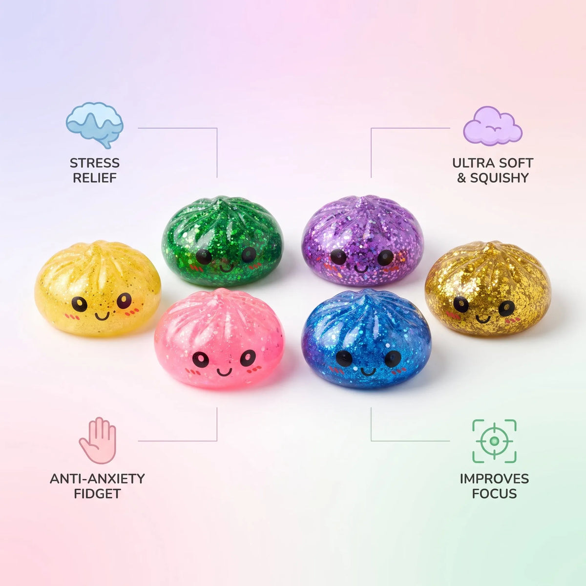Sparkle Mystery Mini Glitter Dumpling Squishy Set