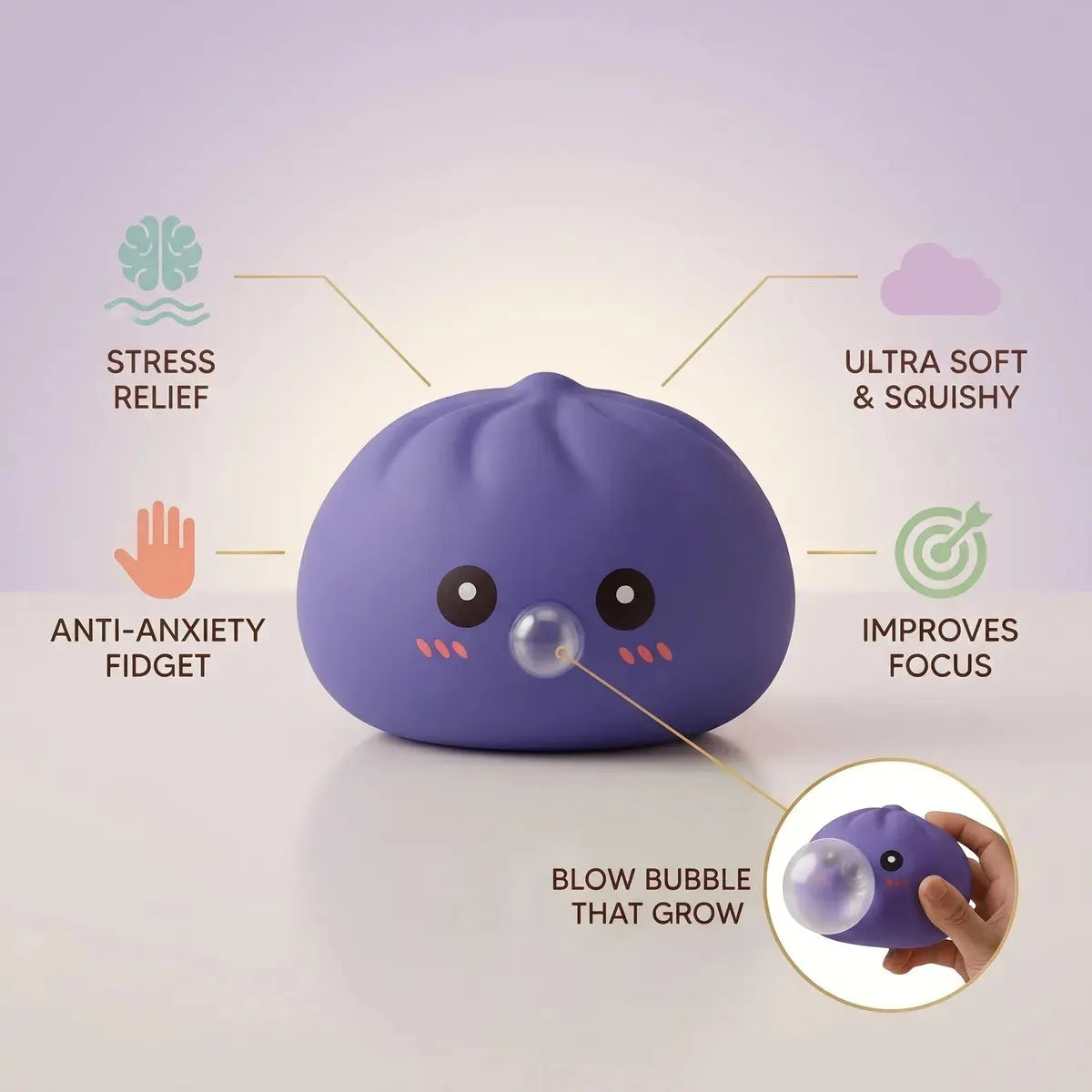 Puffy Purple Blow Dumpling Squishy