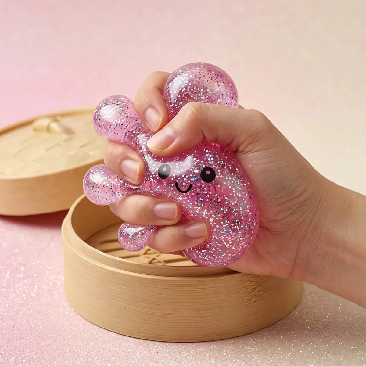 Kawaii Pink Glitter Dumpling Squishy