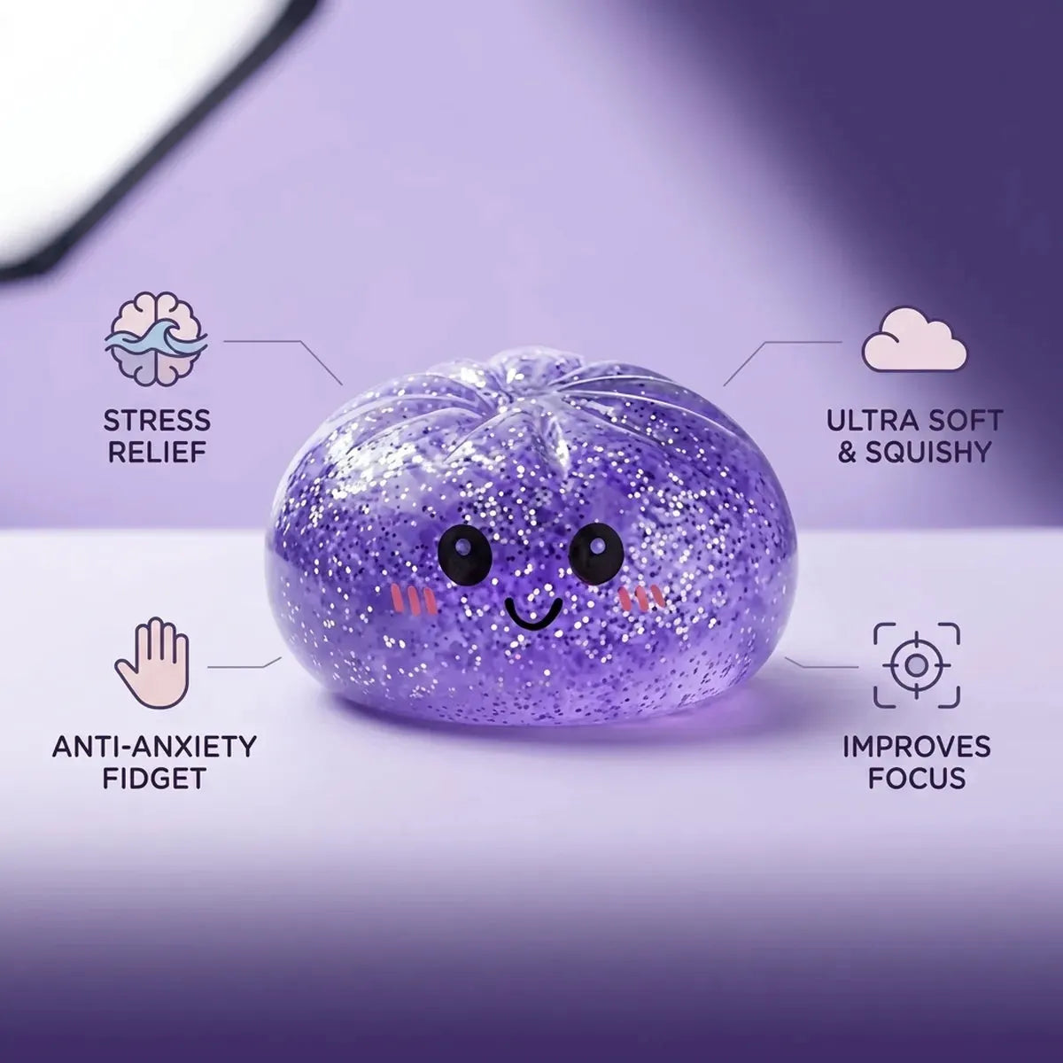 Dreamy Purple Glitter Dumpling Squishy