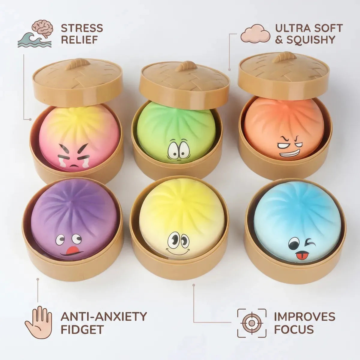 Pillowy Dumpling Squishy Mystery Bun Fidget Toy
