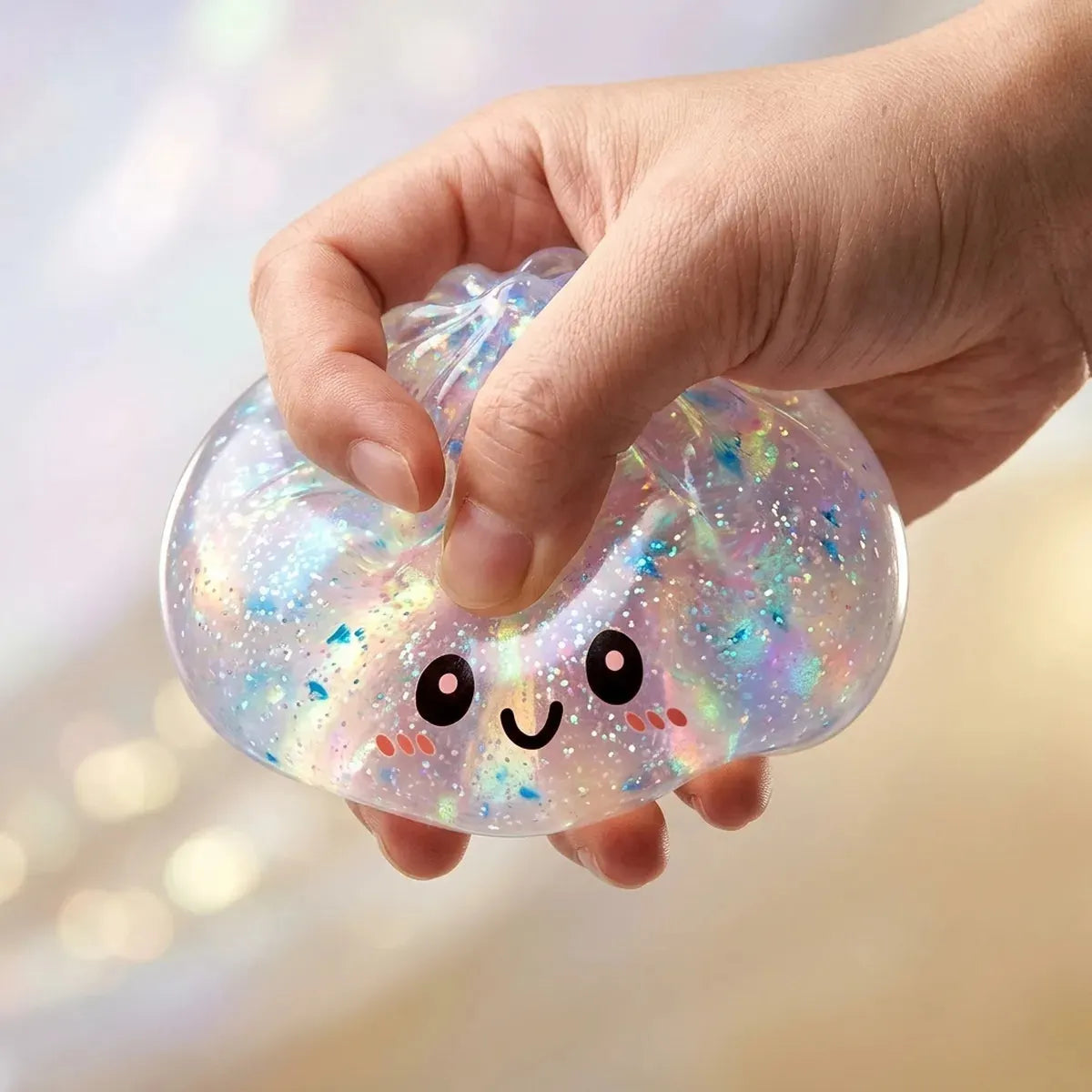 Shiny Silver Glitter Dumpling Squishy